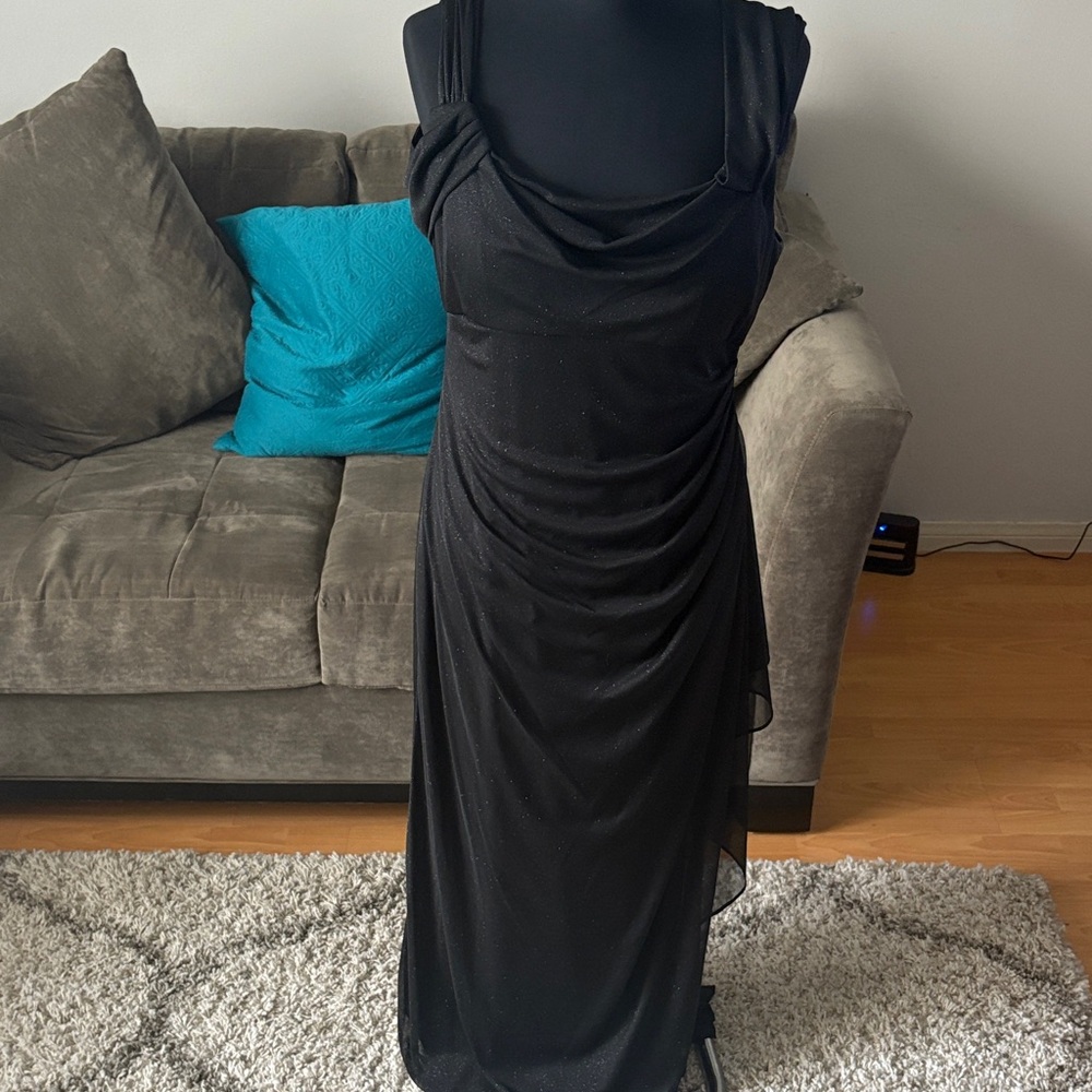 Alex Evenings Black Draped Evening  Dress